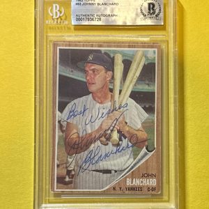 1962 TOPPS JOHN BLANCHARD #93 SIGNED AUTOGRAPHED CARD BECKETT AUTH 10 YANKEES