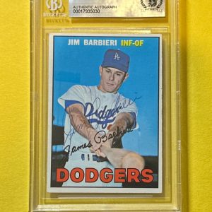 1967 TOPPS JIM BARBIERI #76 SIGNED AUTOGRAPHED CARD BECKETT AUTH 10 DODGERS