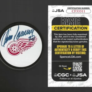 Aaron Downey Signed Detroit Red Wings White Logo Puck Signed In Black JSA COA