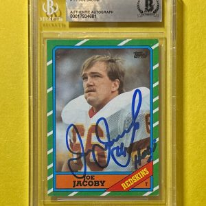 1986 TOPPS JOE JACOBY BECKETT AUTHENTIC SIGNED AUTOGRAPHED CARD #177 WASHINGTON