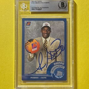 2002-03 TOPPS AMARE STOUDEMIRE BECKETT AUTH SIGNED AUTO CARD #193 SUNS