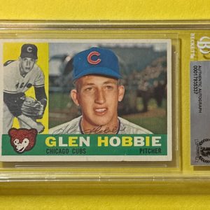 1960 TOPPS GLEN HOBBIE #182 BECKETT AUTHENTIC SIGNED AUTOGRAPHED CARD CUBS