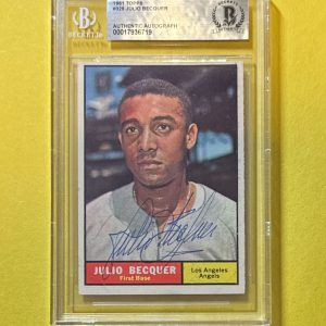 1961 TOPPS JULIO BECQUER #329 BECKETT AUTHENTIC SIGNED AUTOGRAPHED CARD ANGELS