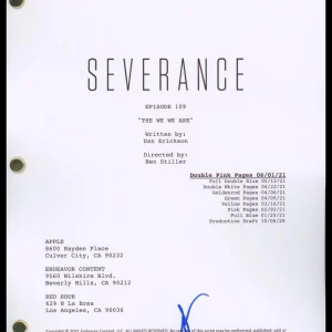 Adam Scott "Severance" AUTOGRAPH Signed Mark 'The We We Are' Episode Script ACOA