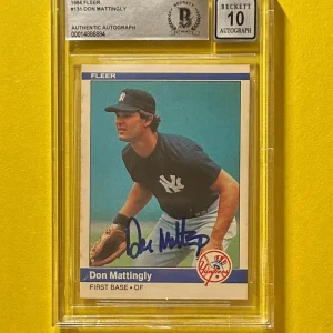 1984 FLEER DON MATTINGLY #131 BECKETT AUTHENTIC 10 SIGNED AUTOGRAPH CARD