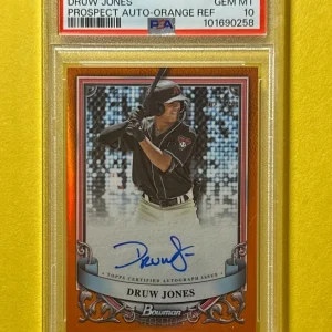2024 BOWMAN STERLING DRUW JONES ORANGE AUTO /75 #PA-DJ PSA GEM MT 10