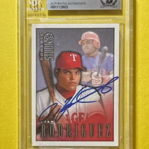 1998 STUDIO IVAN RODRIGUEZ BECKETT AUTHENTIC AUTOGRAPH #3 RANGERS