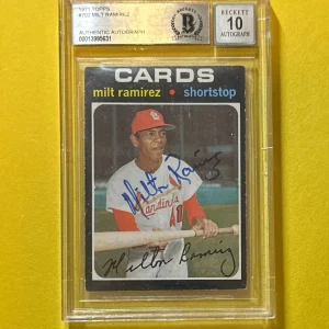1971 TOPPS MILT RAMIREZ BECKETT AUTHENTIC AUTOGRAPH 10 #702 CARDINALS