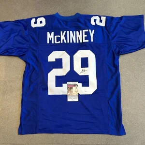 XAVIER MCKINNEY NEW YORK GIANTS SIGNED AUTOGRAPHED BLUE CUSTOM JERSEY SZ XL JSA