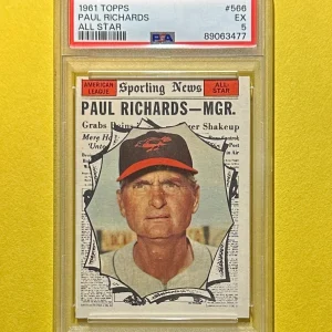 1961 TOPPS PAUL RICHARDS ALL STAR #566 PSA EX 5 ORIOLES