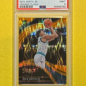 2023 PANINI SELECT NICK SMITH JR. ORANGE FLASH SP #293 PSA MINT 9 HORNETS