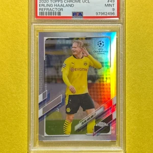 2020 TOPPS CHROME UCL ERLING HAALAND REFRACTOR #49 PSA MINT 9