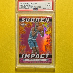 2023 TOPPS CHROME BRANDON MILLER SUDDEN IMPACT PINK #SI-2 PSA GEM MT 10 RC