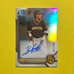 2022 BOWMAN CHROME ROSMAN VERDUGO REFRACTOR AUTO /499 #CPA-RV 1ST BOWMAN PADRES
