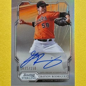 2019 BOWMAN STERLING GRAYSON RODRIGUEZ REFRACTOR AUTO /150 #BSPA-GR ORIOLES