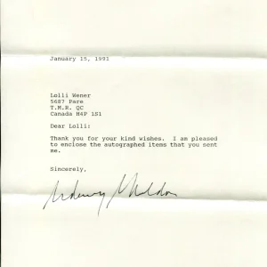 Sidney Sheldon Famous Author Oscar Winner Movie & TV Writer Signed Autograph TSL