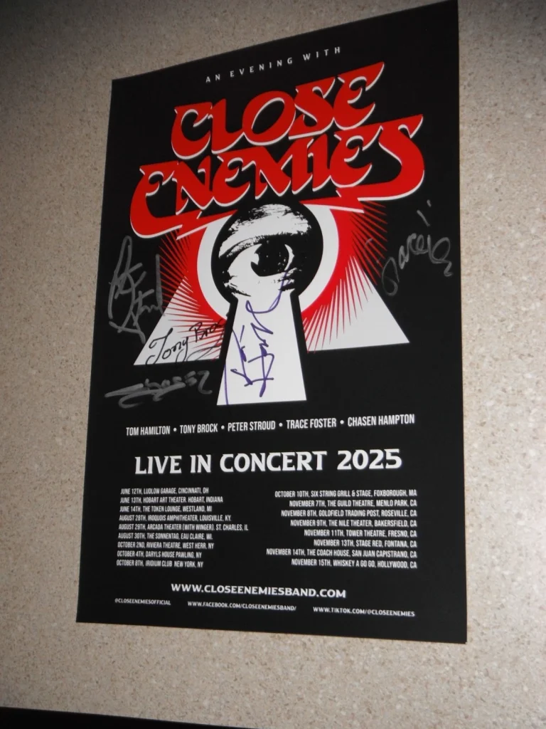 CLOSE ENEMIES GROUP SIGNED 2025 TOUR POSTER TOM HAMILTON AEROSMITH