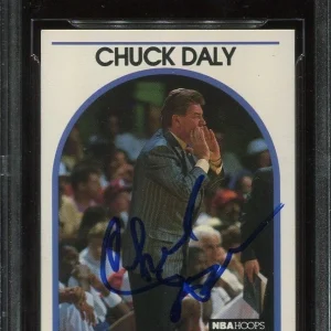 PISTONS CHUCK DALY signed autographed 1990 HOOPS ROOKIE CARD RC BECKETT (BAS)