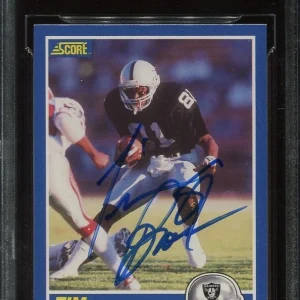RAIDERS HOF TIM BROWN signed auto 1989 SCORE ROOKIE CARD RC BECKETT (BAS)