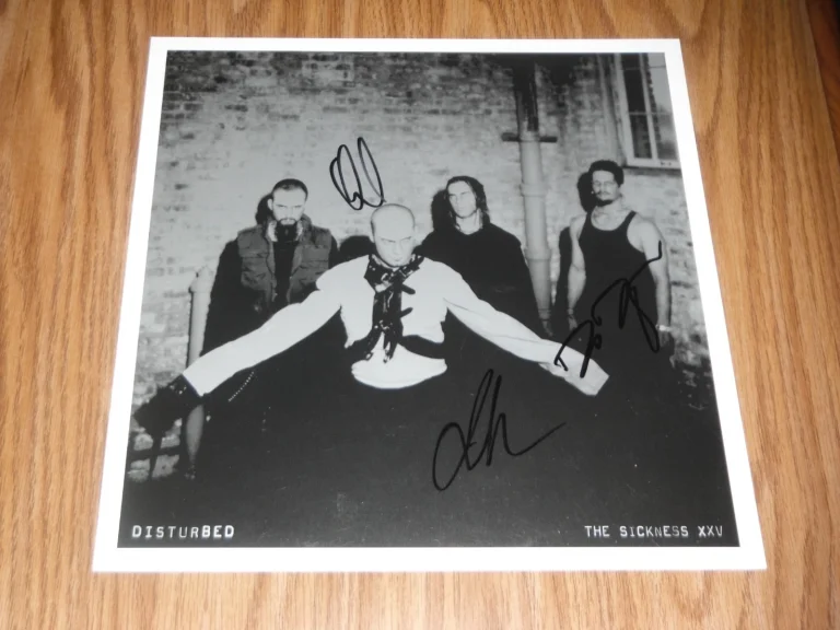 DISTURBED GROUP SIGNED ALBUM FLAT THE SICKNESS