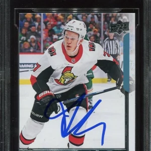 BRADY TKACHUK signed 2018-19 UD YOUNG GUNS ROOKIE CARD RC YG BECKETT 10 (BAS)
