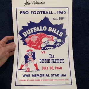 Boston Patriots vs Bills Broadside 1st Game AFL History Signed By Schwedes Wow!