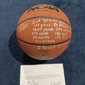 TYUS BATTLE SIGNED AUTOGRAPHED STAT BASKETBALL SYRACUSE COA 12 Stats Exact Proof