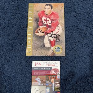 Cardinals HOF Charley Trippi Signed Hall of Fame Card JSA