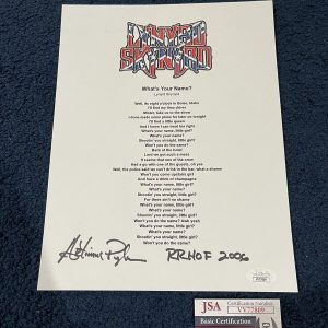 Artimus Pyle Lynyrd Skynyrd SIGNED What’s Your Name Lyric Sheet JSA
