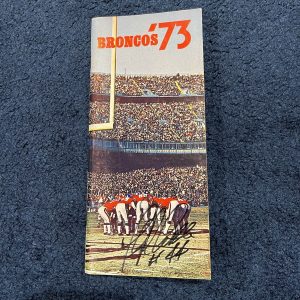 1973 DENVER BRONCOS MEDIA GUIDE SIGNED BY FLOYD LITTLE JSA COA WOW SU