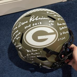 Dave Robinson SIGNED Packers Salute to Service STAT HELMET 17 INSCRIPTIONS JSA W