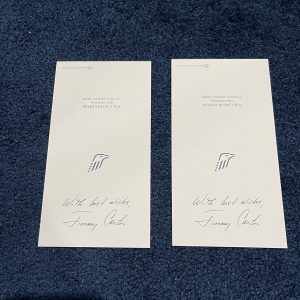 Pair (2) of Jimmy Carter PRINTED signature cards from The Carter Center
