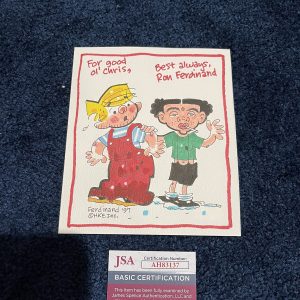 AWESOME Dennis the Menace ORIGINAL WATER COLOR Drawing with Flattop Ferdinand