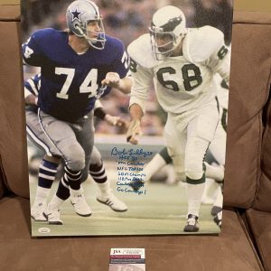 Bob Lilly SIGNED 16 By 20 Stat Canvas Dallas Cowboys JSA 7 Inscriptions