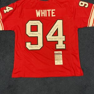 RANDY WHITE SIGNED Maryland Terrapins Stat JERSEY HOF 5 Inscriptions JSA Witness