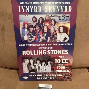 Artimus Pyle Lynyrd Skynyrd SIGNED Knebworth Poster W/ Freebird Inscription JSA