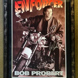 Bob Probert Signed Detroit Red Wings Framed Motorcyle Bike Poster Photo JSA COA