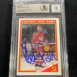 Sergei Zubov Signed 1991-92 O-Pee-Chee Insert Hockey Card #28R Beckett 10 Auto