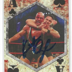 Kurt Angle Signed TNA Wrestling Ace Of Clubs Playing Card