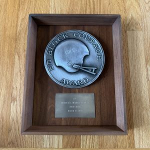 Rare PERSONALLY OWNED Johnny Unitas 1995 Ed Block Courage Award Baltimore Colts