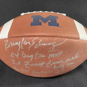 Braylon Edwards Signed & Inscribed Stats Michigan Wolverines Nike Football JSA