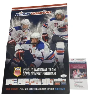 Clayton Keller Ryan Lindgren & Joey Sanchez Signed USA NTDP SGA Poster JSA COA