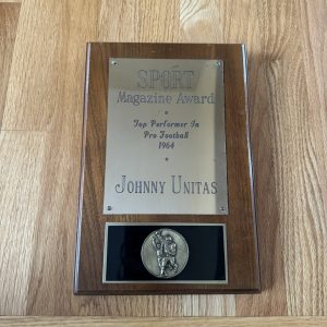 PERSONALLY OWNED Johnny Unitas 1964 Sport Magazine Player of Year Award Colts