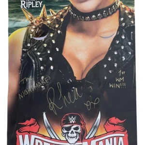 Rhea Ripley Signed & Inscribed WWE WrestleMania Tampa 30x68 Street Banner JSA