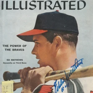 EDDIE MATHEWS Signed 6/2/58 SPORTS ILLUSTRATED Beckett Auth (BAS)