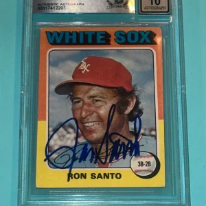 RON SANTO Signed 1975 TOPPS Card #35 Beckett Auth. (BAS) AUTO 10