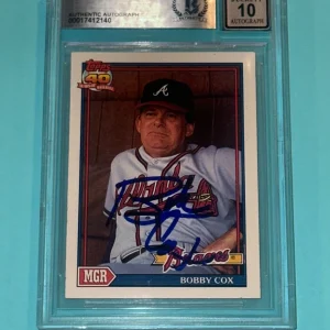 BOBBY COX Signed 1991 TOPPS Card #759 Beckett Auth. (BAS) AUTO 10