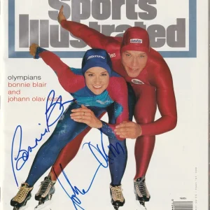 BONNIE BLAIR & JOHANN OLAV KOSS Signed SPORTS ILLUSTRATED Beckett (BAS) NO LABEL