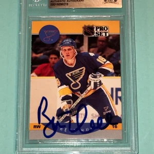 BRETT HULL Signed 1990-91 PRO SET Card #263 Beckett BAS