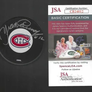 Yvan Cournoyer Signed Montreal Canadiens Puck JSA COA
